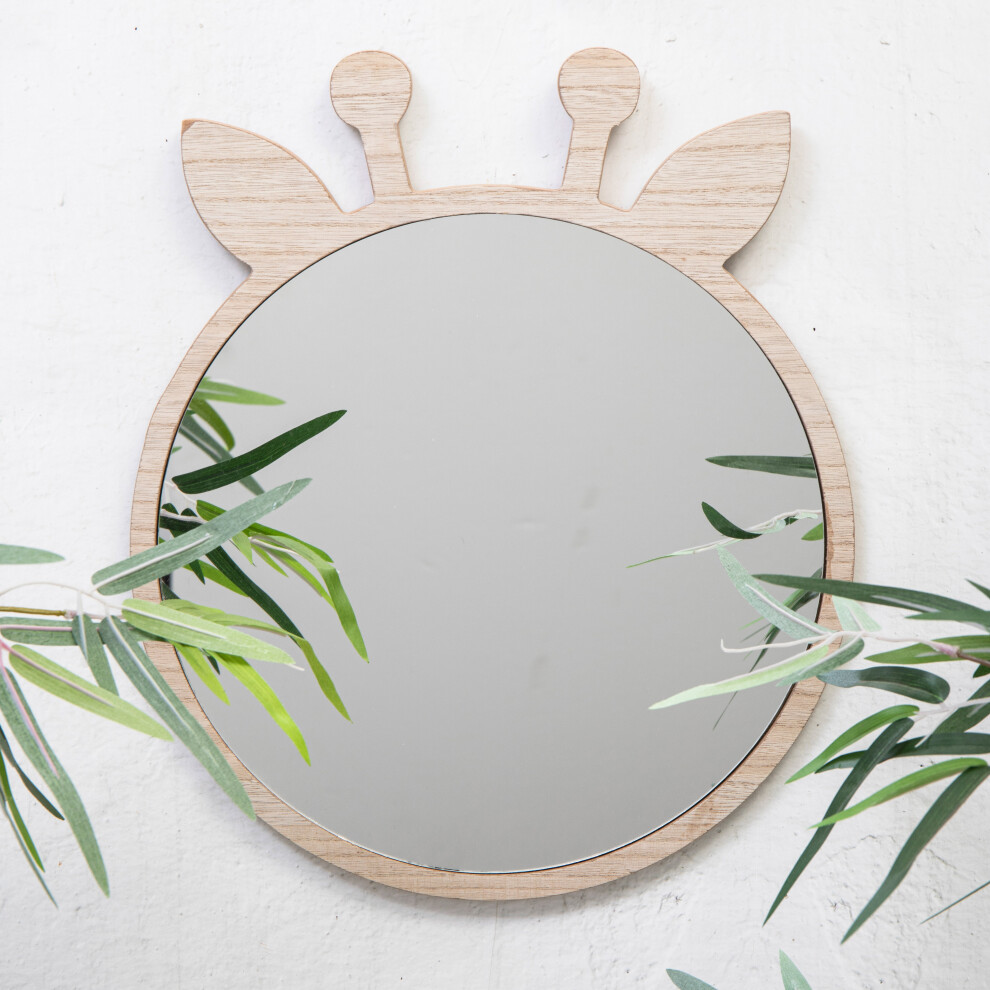 Giraffe Wall Mirror Natural Wooden Nursery Animal Neutral Boho