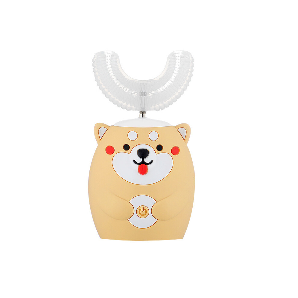 (K6 Yellow, For 2-6 Years Old) Kids Electric Toothbrush, U Shaped Automatic Toothbrush Cartoon Ultrasonic Toothbrush Oral Cleaning Brush for Kids Teen-image-OPC-PF2TDK2-NEW