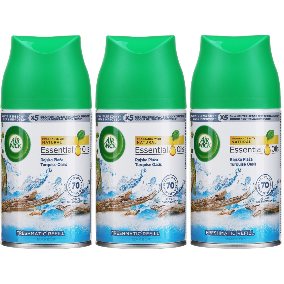 3 x Air Wick Freshmatic Max Automatic Spray Refill 250ml - Turquoise Oasis