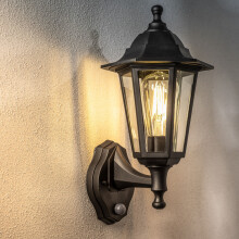 CGC Black Outdoor Traditional Lantern Wall Light With Motion Sensor