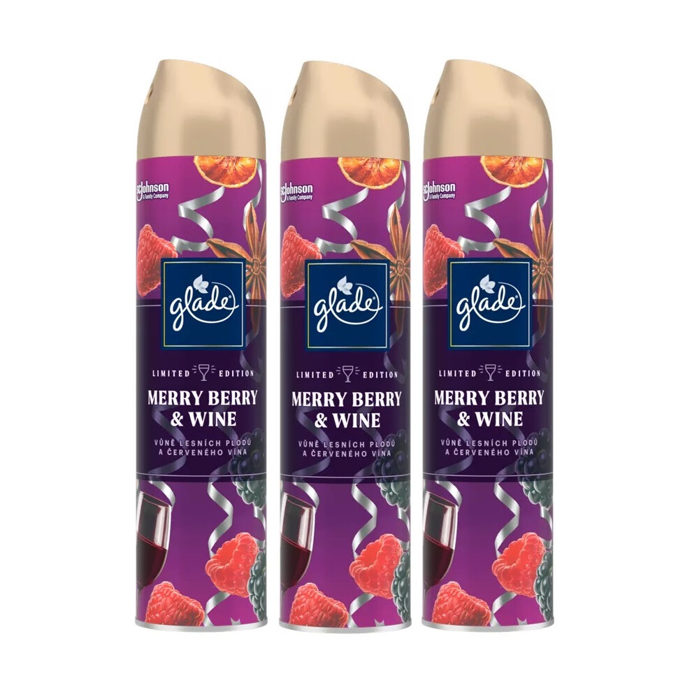 3 x Glade Aerosol Air Freshener 300ml - Merry Berry & Wine