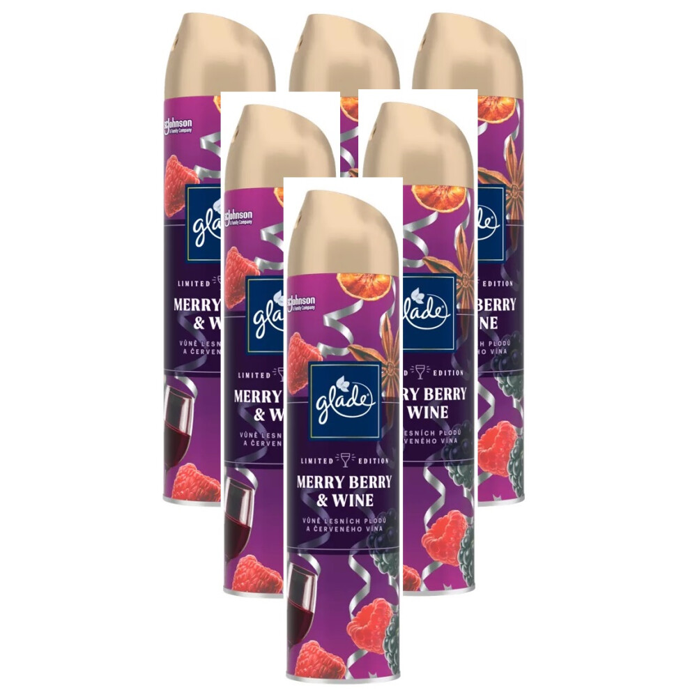 6 x Glade Aerosol Air Freshener 300ml - Merry Berry & Wine