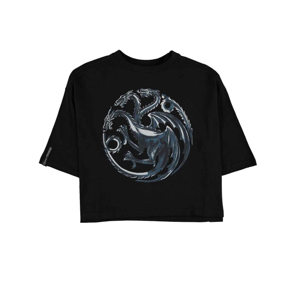 Game Of Thrones T Shirt Crop Top House Of The Dragon new Official Womens Black