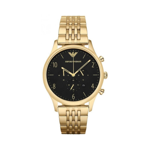 Emporio Armani AR1893 Men's Gold Tone Watch with Black Dial, Date ...