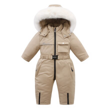(Khaki, 4-5Years) Kids skiing Coat Jumpsuit Newborn Romper Warm UK
