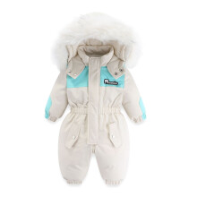 (White, 2-3Years) Kids skiing Coat Fur Jumpsuit Newborn Romper Warm