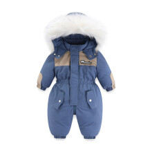 (Blue, 3-4Years) Kids skiing Coat Fur Jumpsuit Newborn Romper Warm