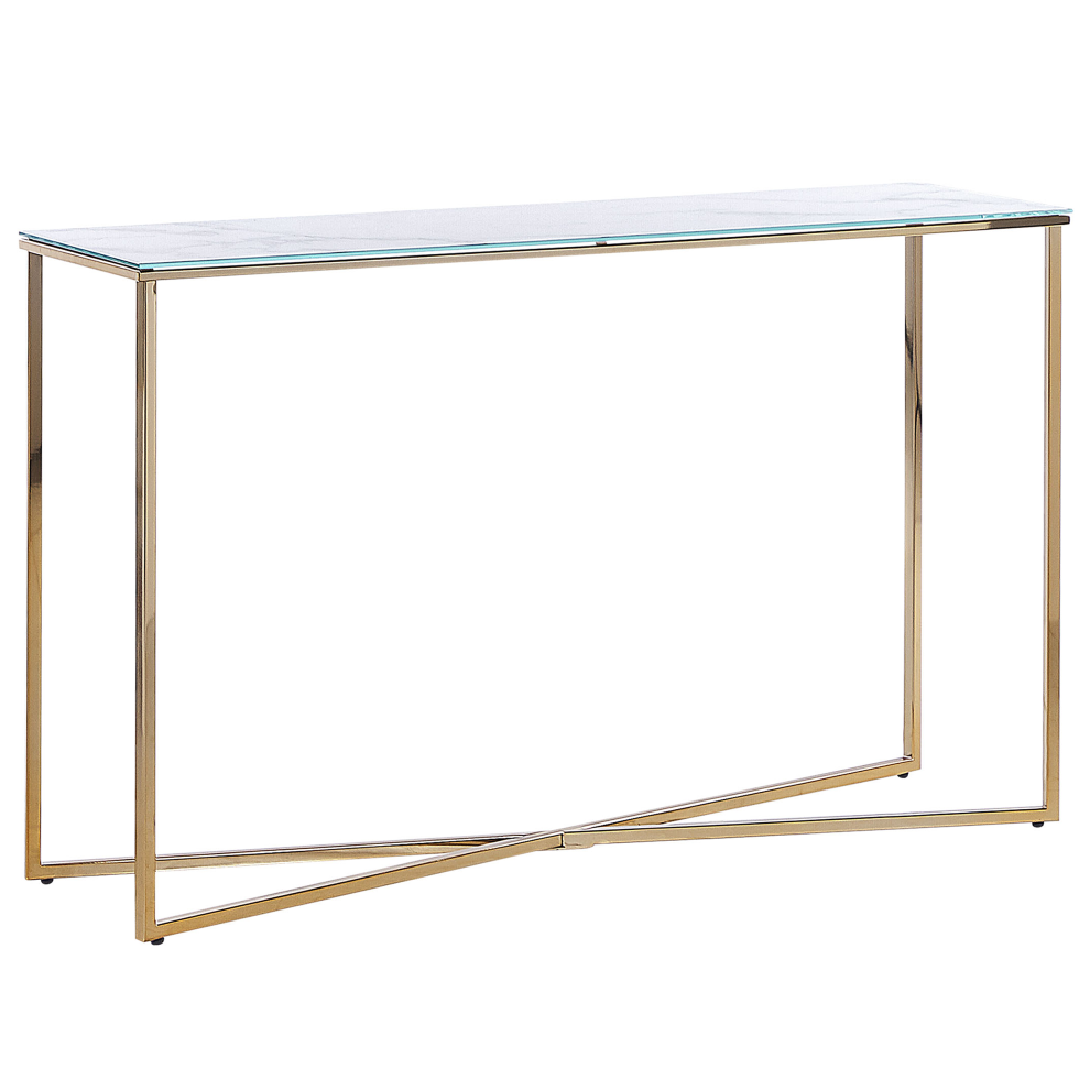 Console Table ROYSE Tempered Glass White Marble