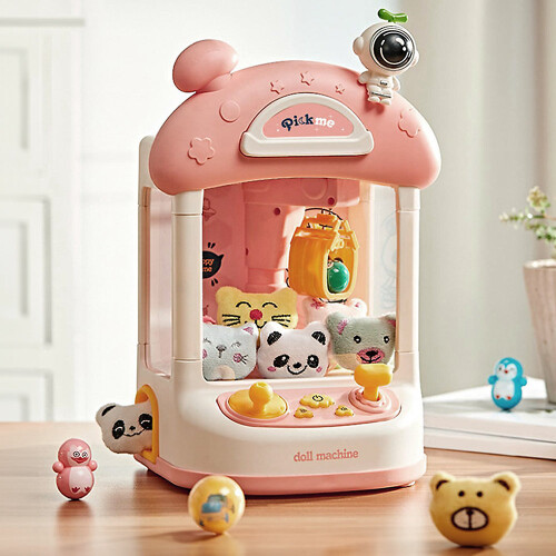 Living And Home Mini Claw Machine Toy Space-Themed Grabber with Lights & Sounds Includes Capsules, Dolls & USB/Battery Power