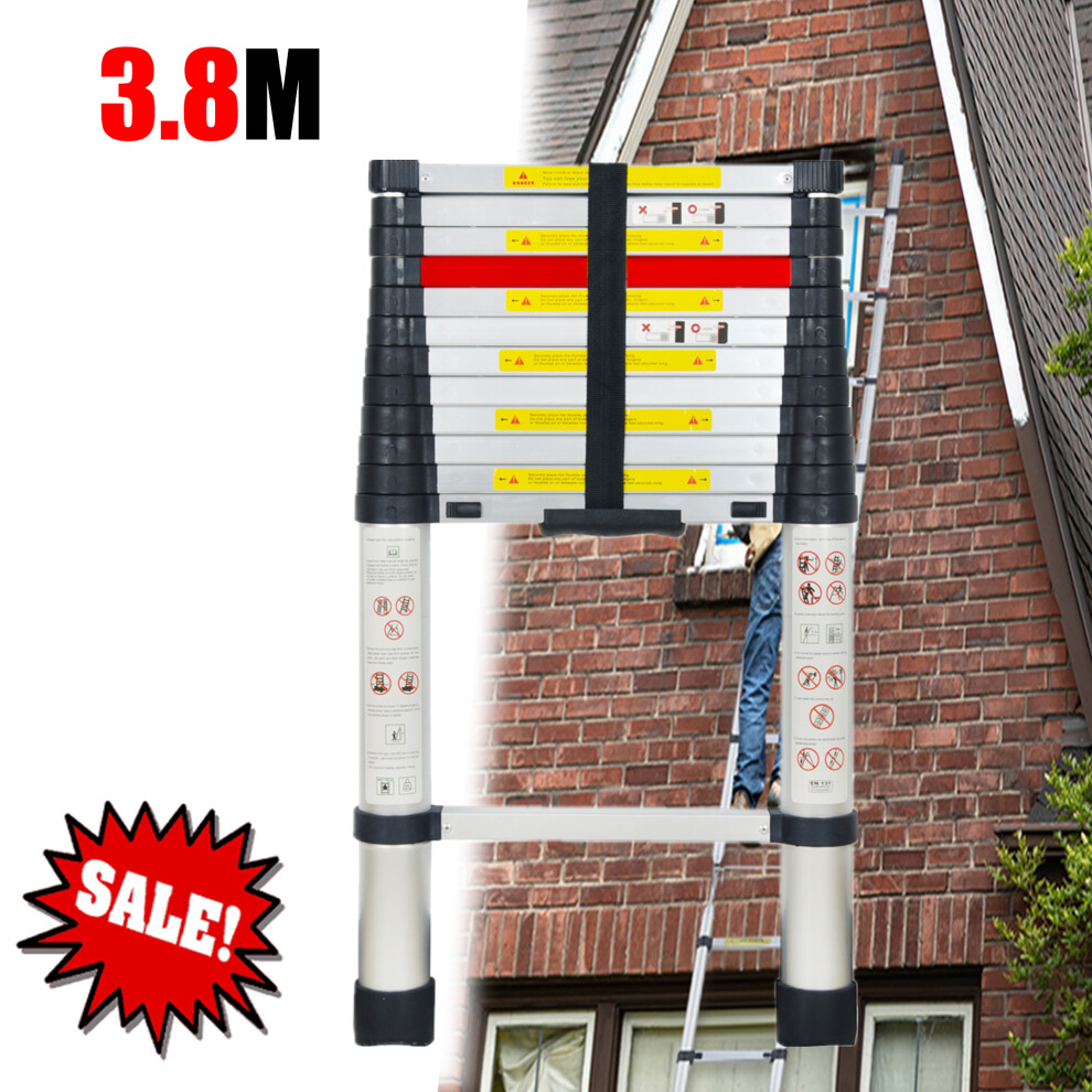 3.8M Heavy Duty Multi-Purpose Aluminium Telescopic Extendable Ladder 858438330875