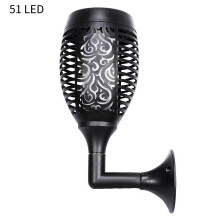 (51LED) Power Wall Solar Led Light Realistic Flame Effect Waterproof Outdoor Garden