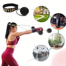 (Red) 1Pc Boxing Speed Ball Head-mounted PU Punch Ball MMA Sanda Training Hand Eye Reaction Home Sandbag Fitness Boxing Equipment