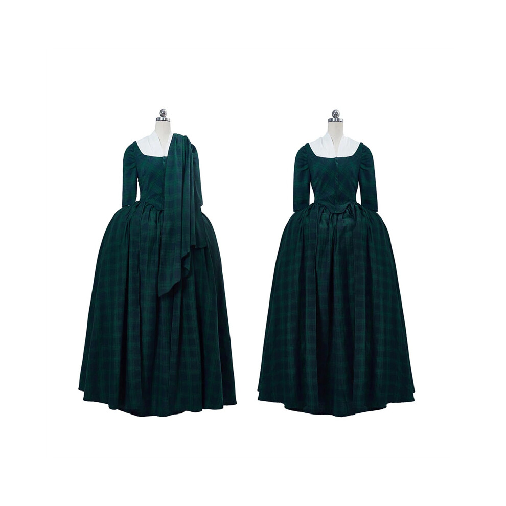 (M) Outlander Claire Fraser Scottish Dress With Shawl Not,Specified