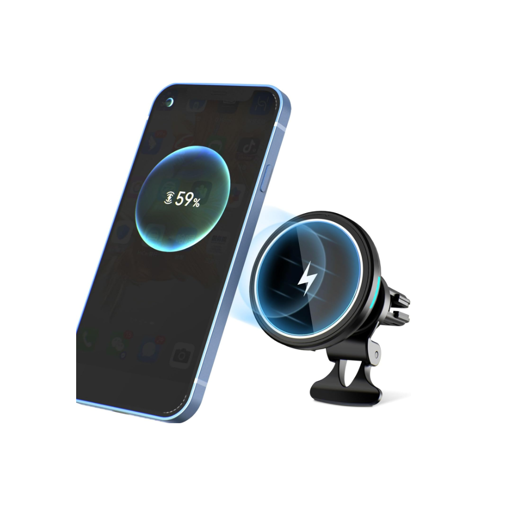 Chronus Magnetic Wireless Charger, Compatible With Magsafe Car Mount Charger, Strong Magnetic, 15W Fast Charging，360 Adjustable(Black) Black 6976919892835