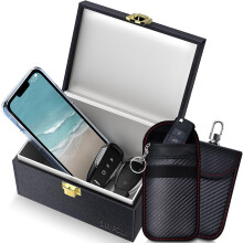 Samfolk Faraday Box and Pouch 2 Pack, Keyless Entry Car Key Safe Protector,RFID Anti-Theft Signal Blocking Cages