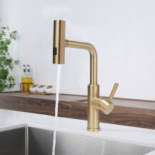 (Gold) Retractable Pulldown Kitchen Faucet