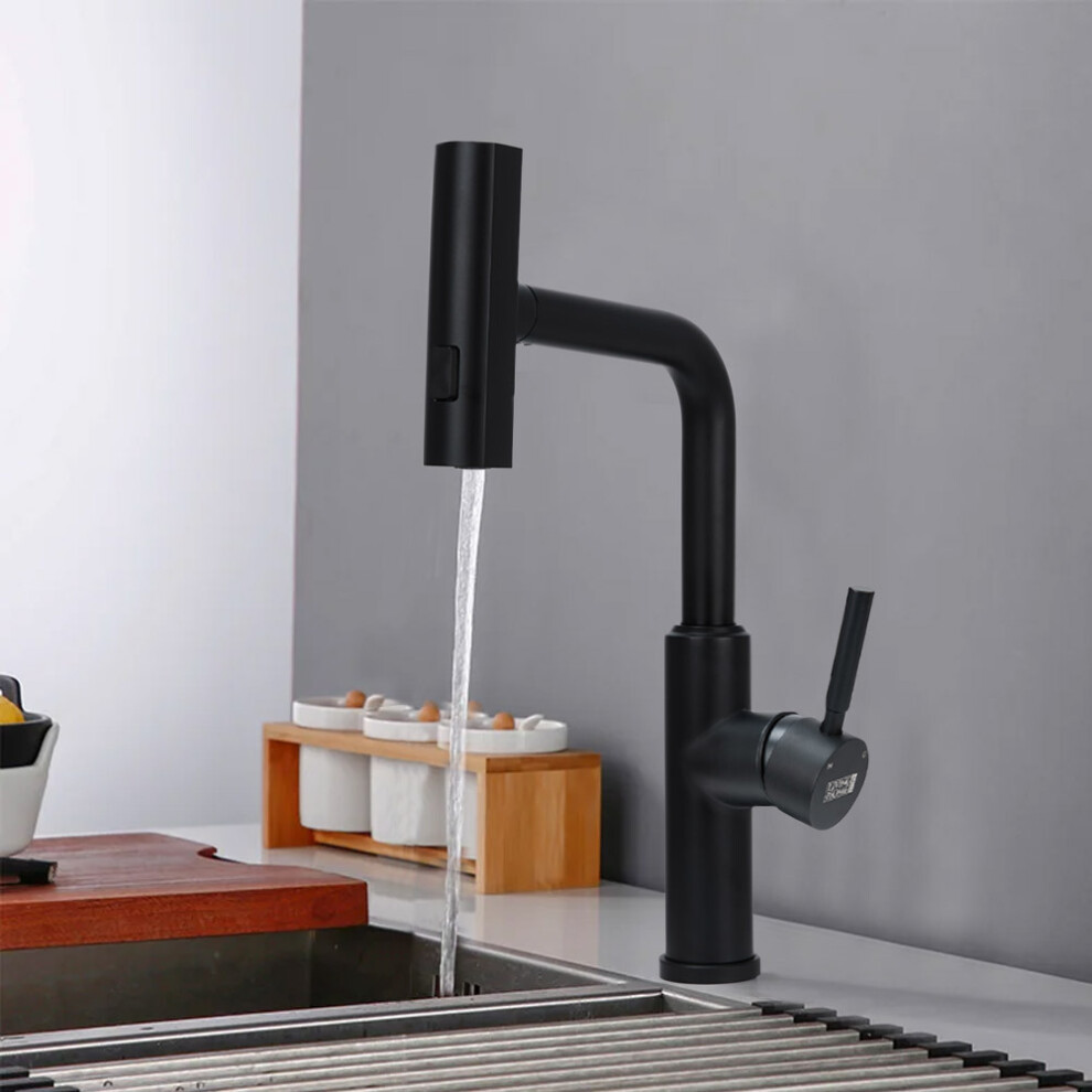 (Black) Retractable Pulldown Kitchen Faucet