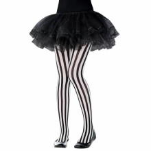 Kids Girls Vertical Black&White Striped Pirate Tights HalloweenLegging