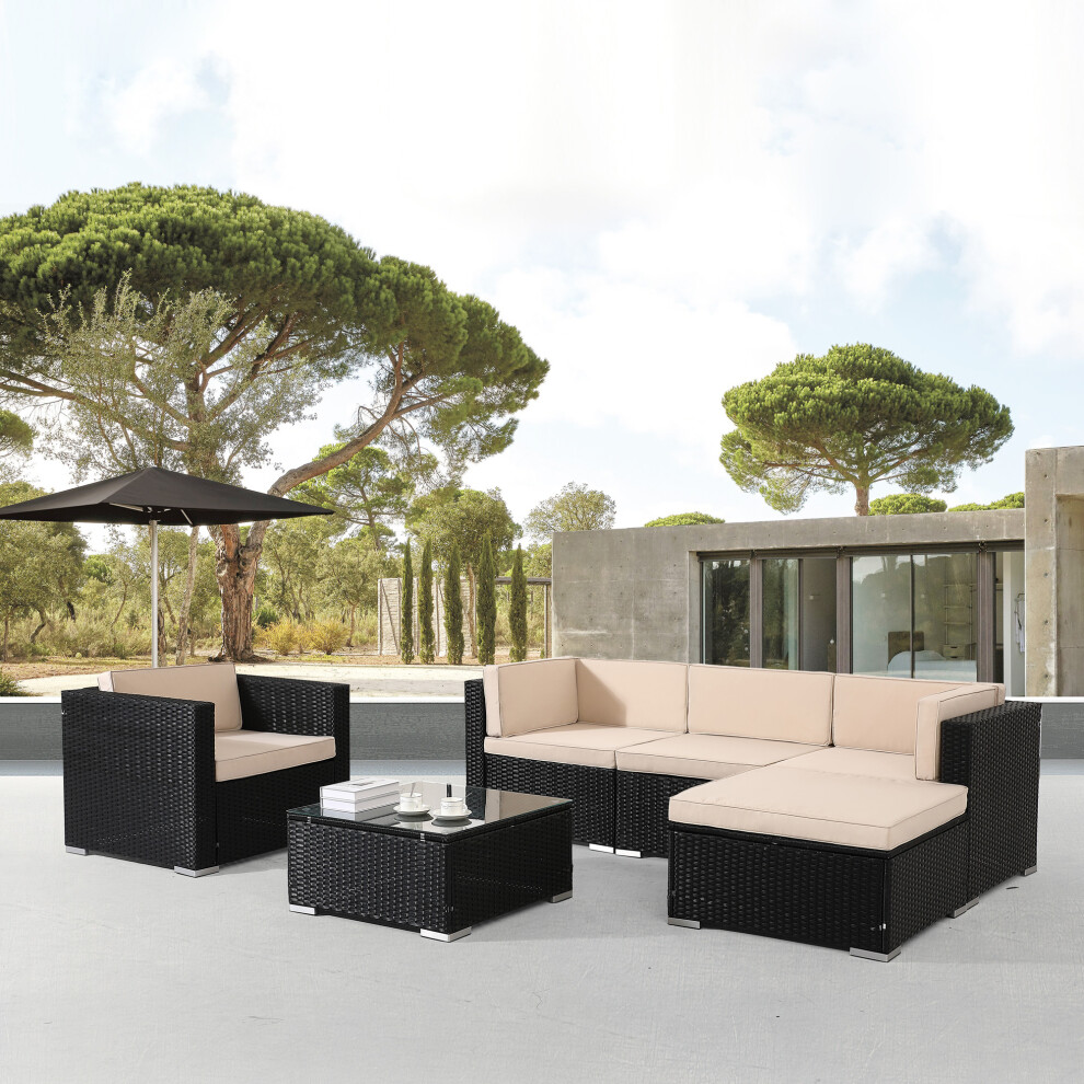 AREBOS Polyrattan garden furniture garden set lounge set seating group black nizza