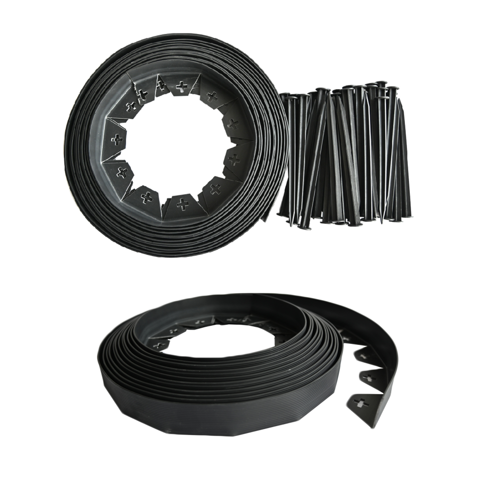 (Single Pack - 10m) KCT 10 Metre Flexible Plastic Lawn Edging Grass Border with Pegs