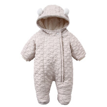 (Grey, 9-12Months) Baby Coat Jumpsuit Newborn Romper Hooded Warm UK