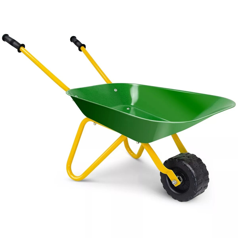 Children Metal Wheelbarrow Kids Ride on Toy Gardening Puncture Proof Tyre