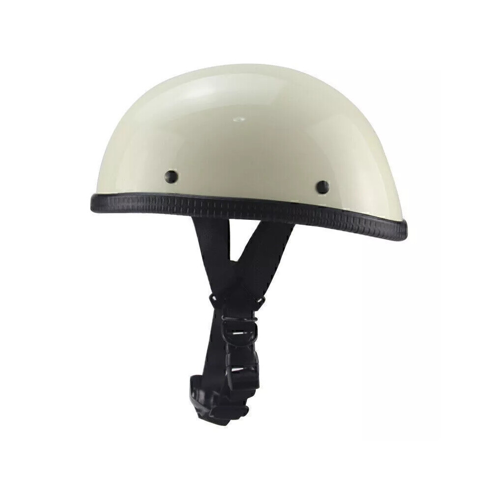 (XL (61cm), Elfenbein) Matte Gloss Black German Street Bike Half Helmet For Chopper Cruiser Biker-image-OPC-PF2V8NF-NEW