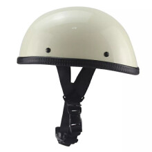 (L (59cm), Elfenbein) Matte Gloss Black German Street Bike Half Helmet For Chopper Cruiser Biker