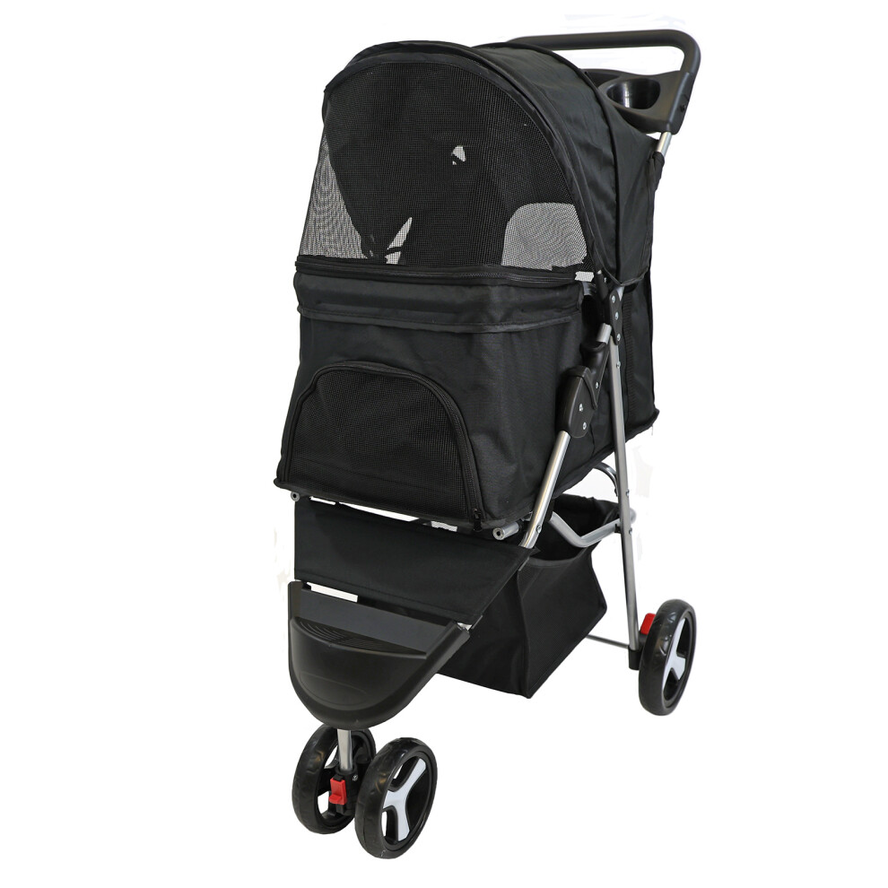 Pet Stroller Dog Cat Puppy Pram Pushchair Black