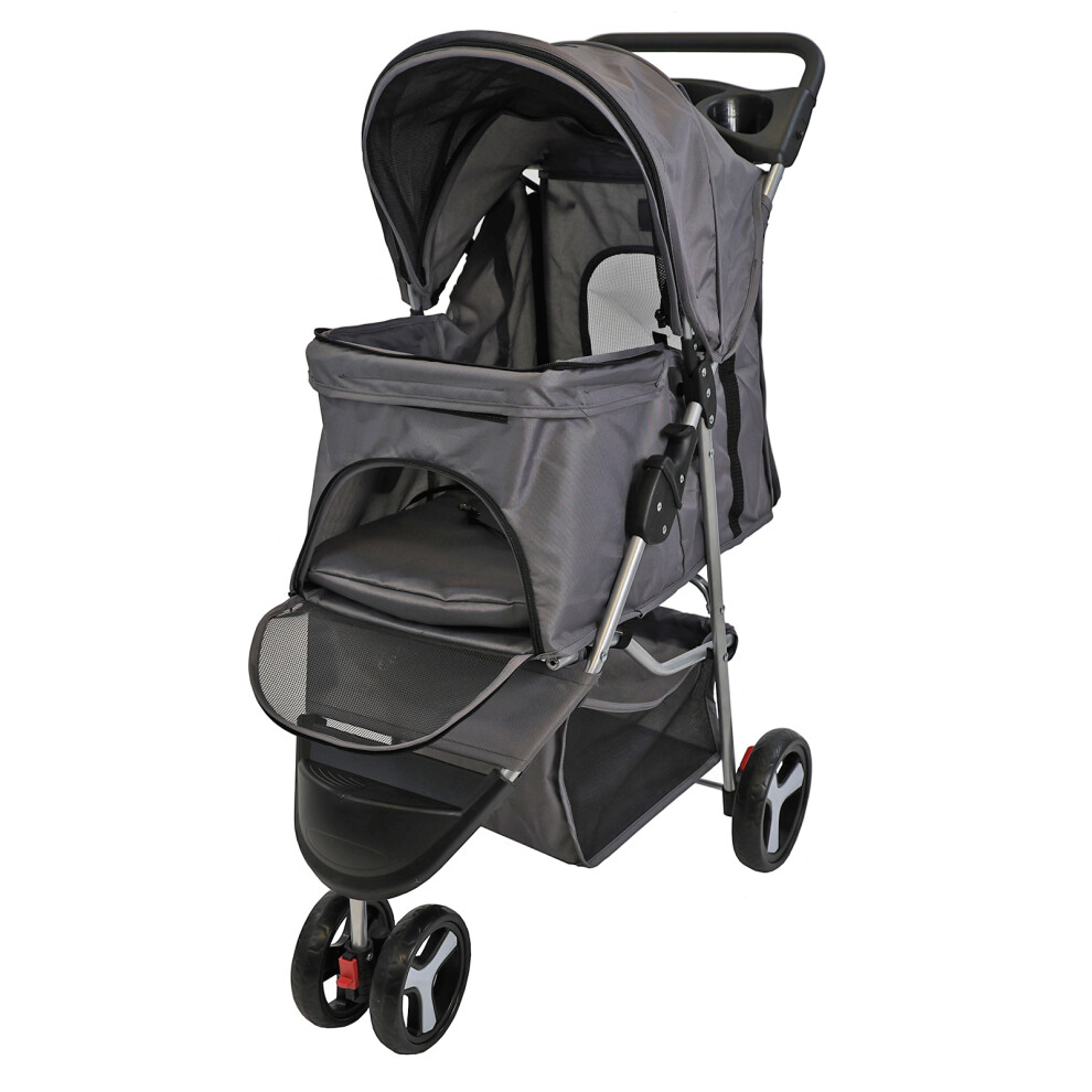 Actiaspet Pet Stroller Dog Cat Puppy Pram Pushchair Grey