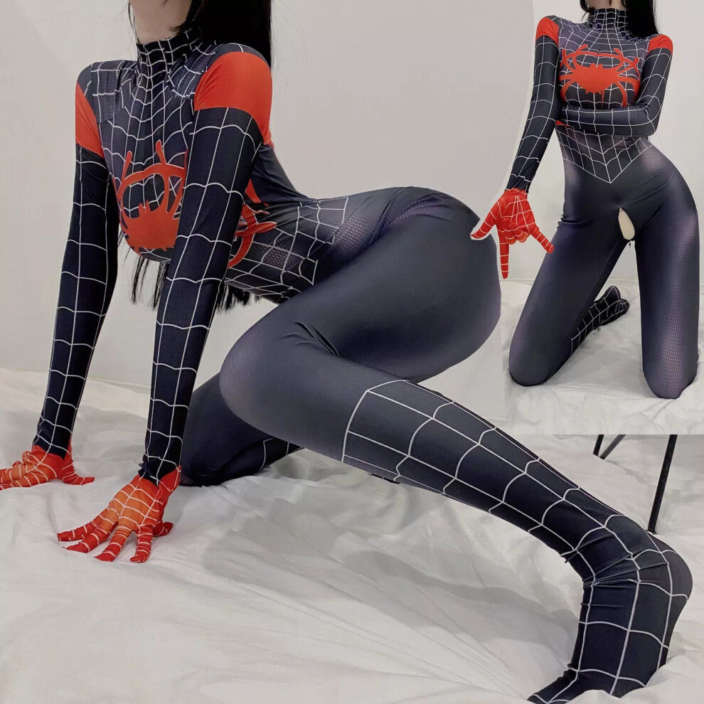 Xylfly (M, #3) Spiderman Open Crotch Bodysuit Cosplay Girls Womens Halloween Sexy Costume Props
