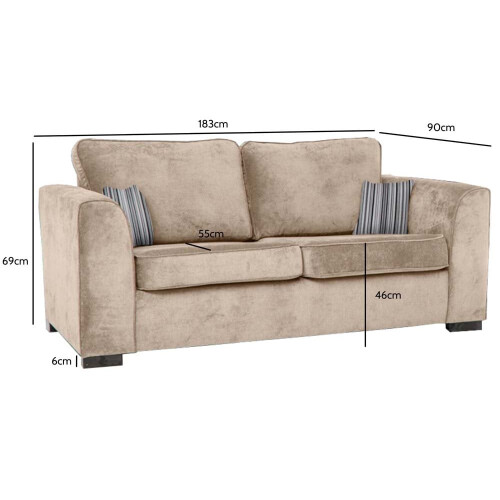 Nancy Beige Fabric 3 Seater Sofa 2