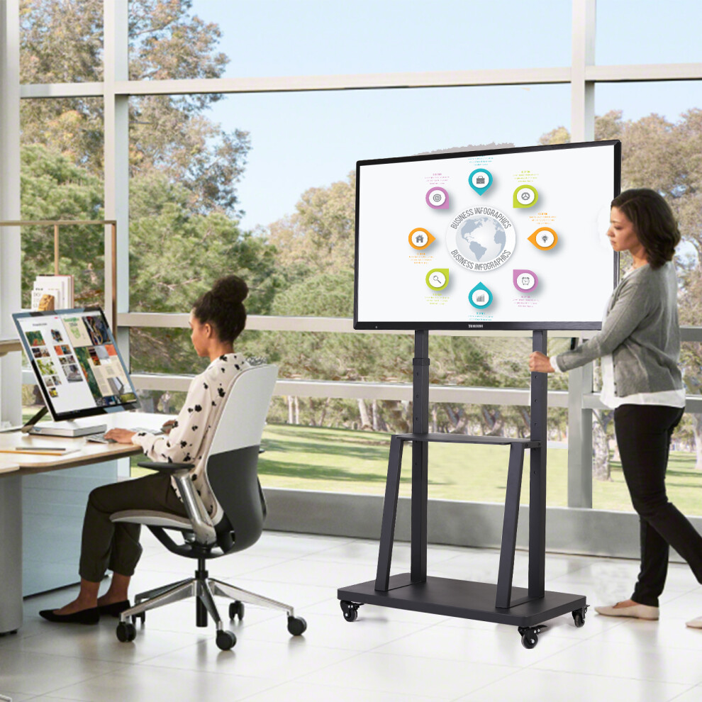 Heavy Duty TV Mount Stand on Wheels Rolling TV Floor Bracket