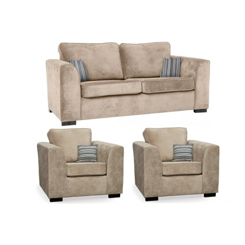 Nancy Beige Fabric 3+1+1 Seater Sofa Set 1