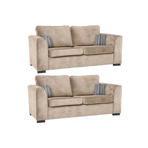 Nancy Beige Fabric 3+3 Seater Sofa Set 1