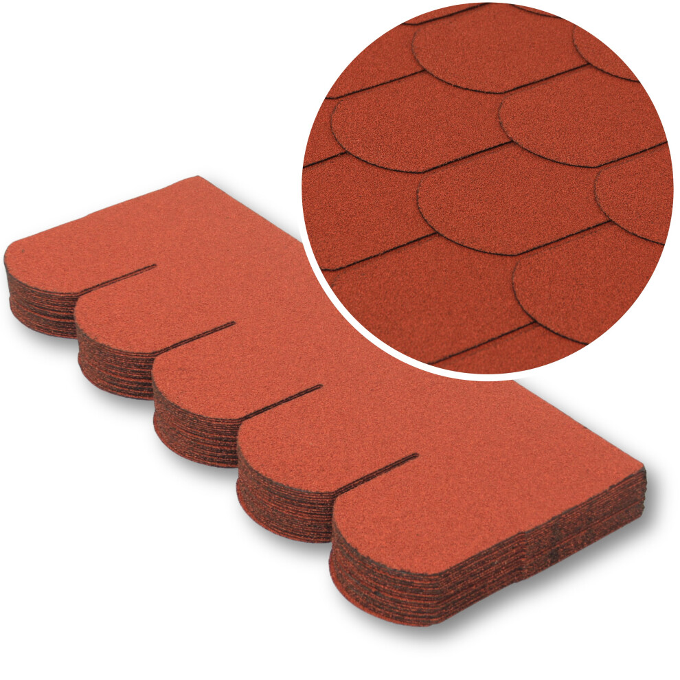 (Red, Fish Scale) Asphalt Roof Shingle - 25 PCs / 3 sqm Felt Roofing Shingles Nails Included