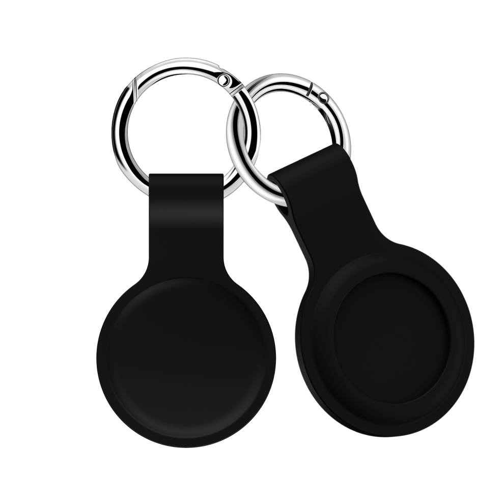 (Black, 2pcs) Silicone Protective Case & Keyring for AirTag, Keychain Silicone Sleeve for AirTag Location Tracker Scratch Resistant Shock Proof