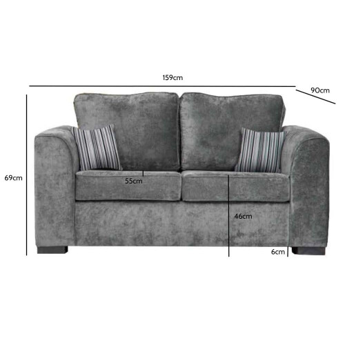 Nancy Grey Fabric 2 Seater Sofa Bed 2