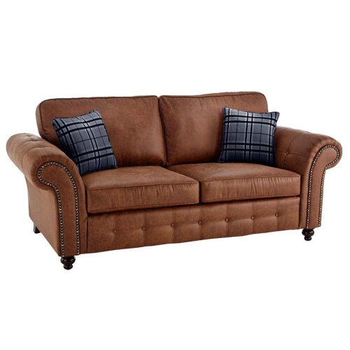 Oakland Tan Suede 3 Seater Sofa 1