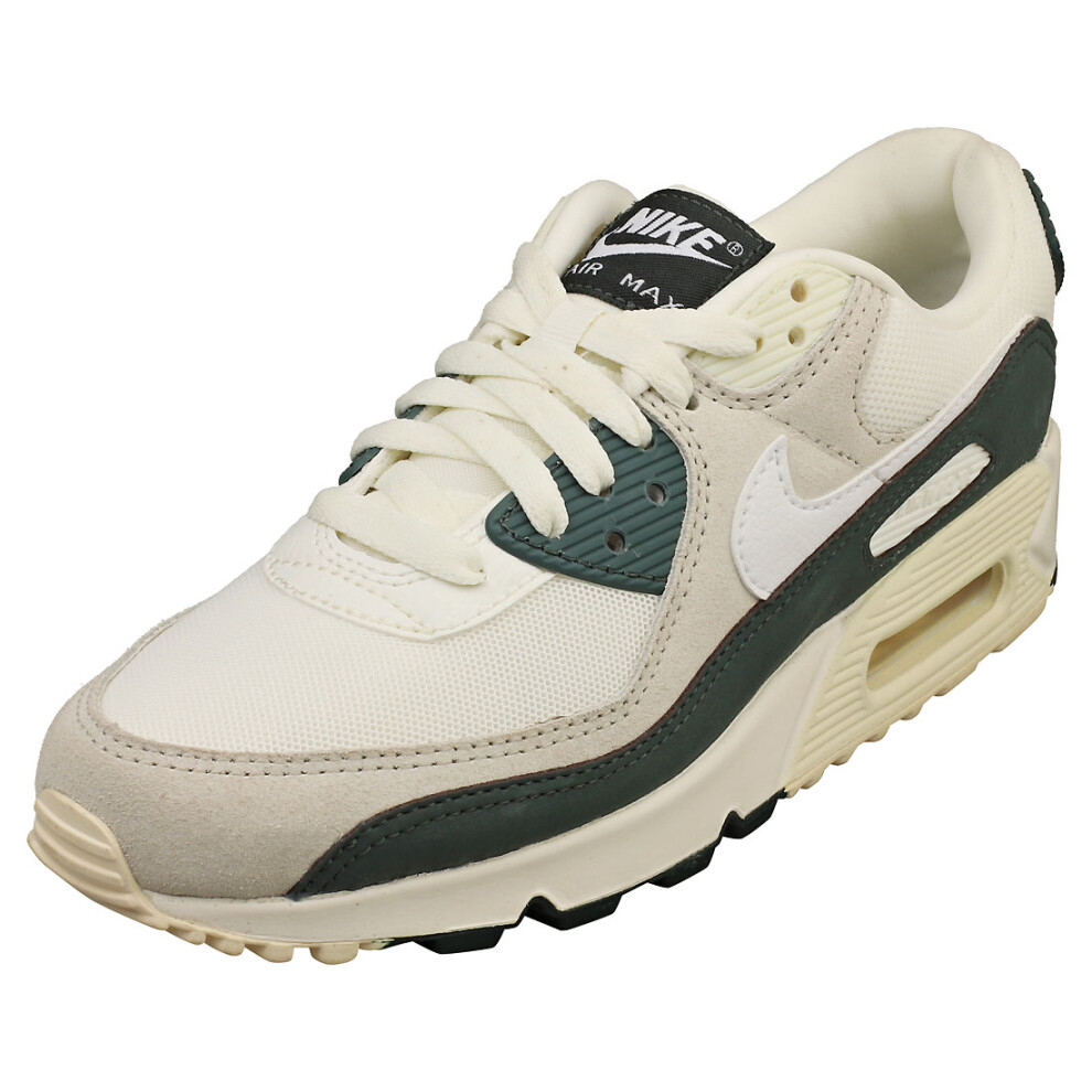 Nike Air Max 90 Womens Fashion Trainers in Off White Green - 9 UK