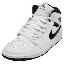 Nike Air Jordan 1 Mid Mens Fashion Trainers in White Black - 7.5 UK