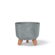 (200mm, concrete) Round Concrete Look Planter Flower Pot Indoor Outdoor Garden Decor With Legs