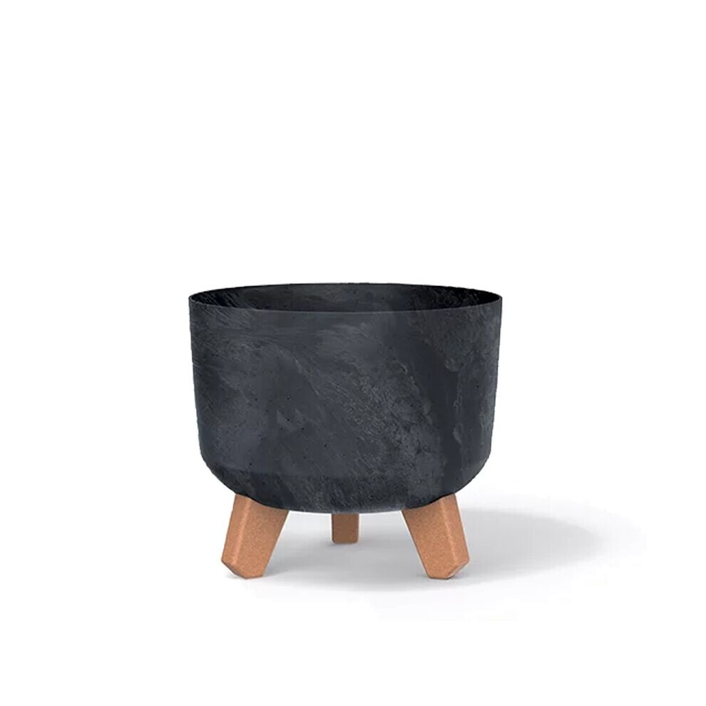 (200mm, anthracite) Round Concrete Look Planter Flower Pot Indoor Outdoor Garden Decor With Legs