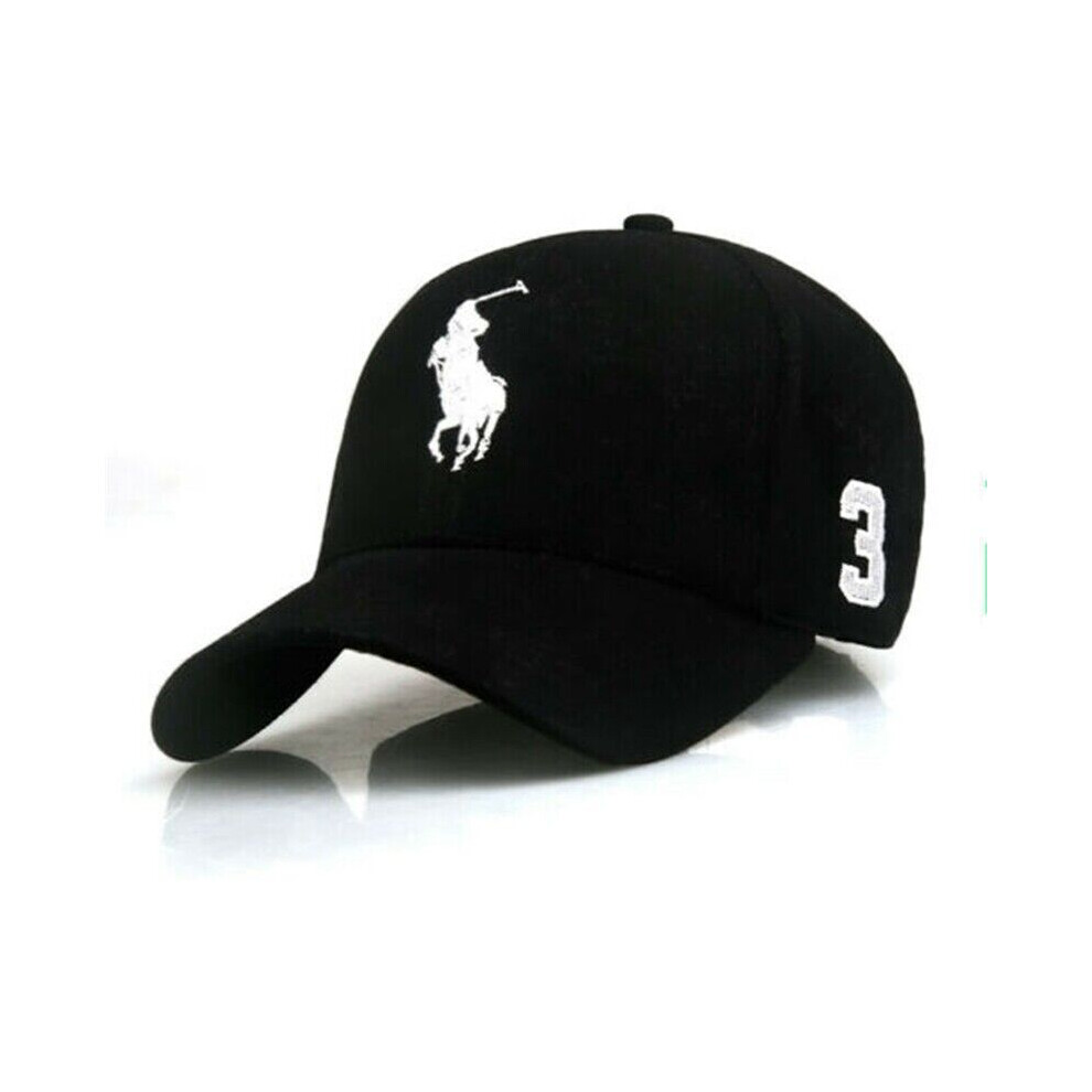 Baseball Cap Sport Classic Hat Big Pony Rider Leisure Embroidery No. 3-Black-