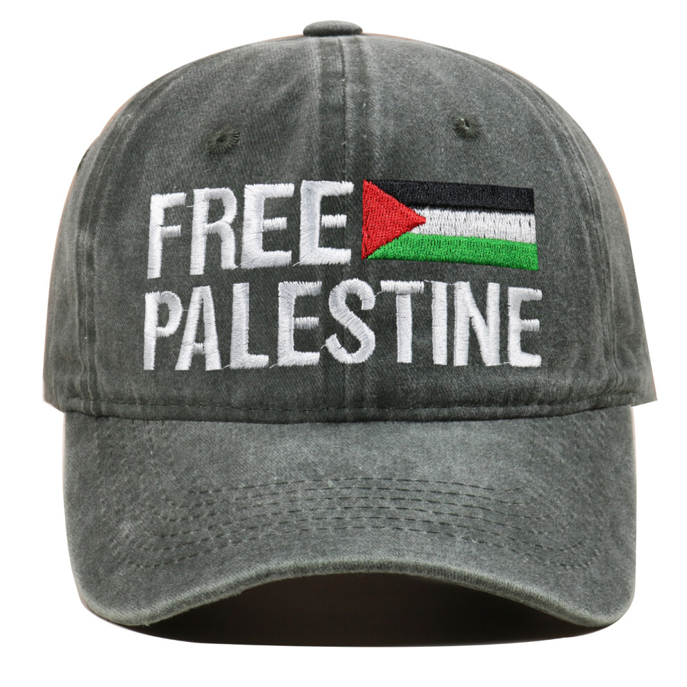 FREE PALESTINE Baseball Cap Palestinian Flag Embroidered Solidarity Support Hat-Green-