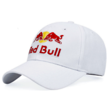 Unisex Adults Adjustable Red Bull Embroidery Cotton Baseball Hats Cap-White-