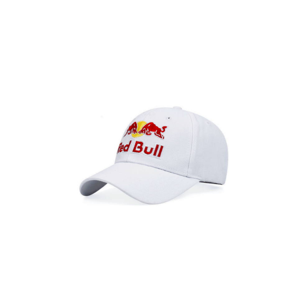 Unisex Adults Adjustable Red Bull Embroidery Cotton Baseball Hats Cap-White-