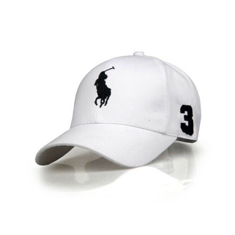 Baseball Cap Sport Classic Hat Big Pony Rider Leisure Embroidery No. 3-White-