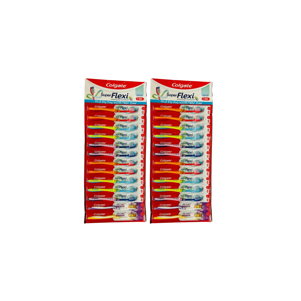 26 x Colgate Toothbrush Medium Super Flexi & Zig Zag Anti-Bacterial