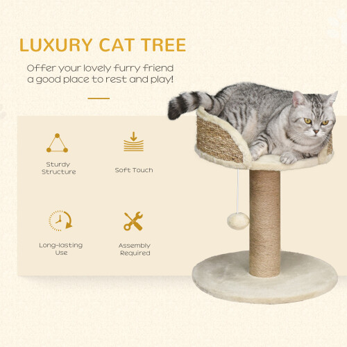 PawHut PawHut Cat Scratching Post Activity Centre for Kitten Under 4kg Beige 2